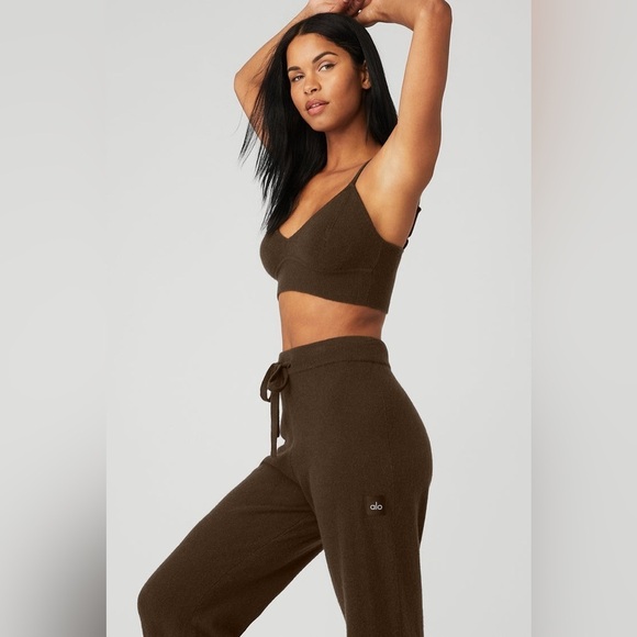 ALO Yoga Tops - Alo Yoga Cashmere Jet Set Bra in Espresso
